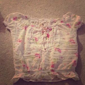 Hollister White Floral Shirt